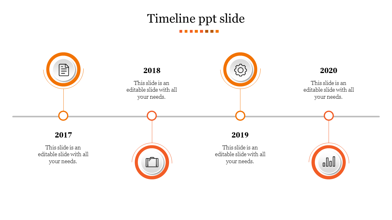 Free - Attractive Timeline PPT Slide In Orange Color Template